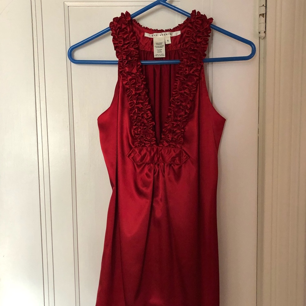 Max Studio Red Satin Sleeveless top